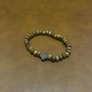 Unisex Bracelet bought in Greece with wood beads and wood cross